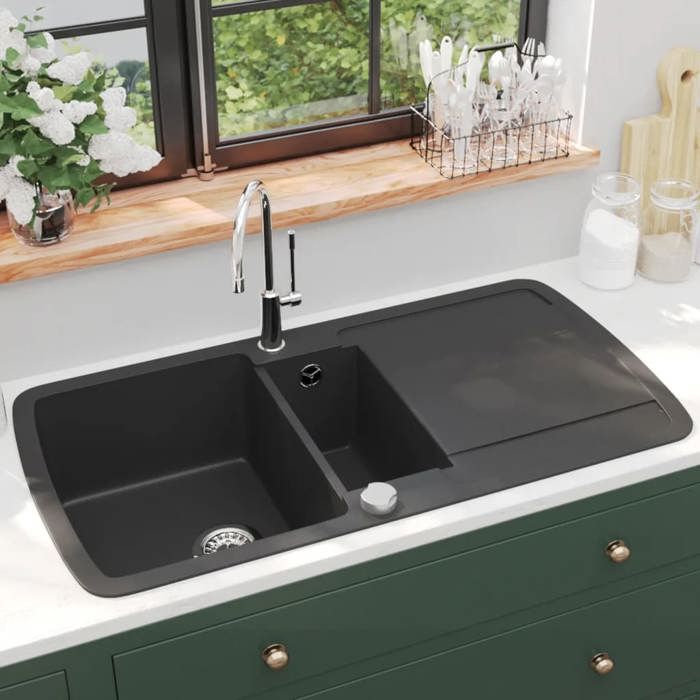 vidaXL Évier de Cuisine en Granit Double Bac Maison Décor de Cuisine 142946