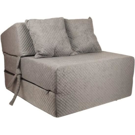 Matelas invité avec oreiller - 70cm x 200cm x 15cm - Pliable - Gris