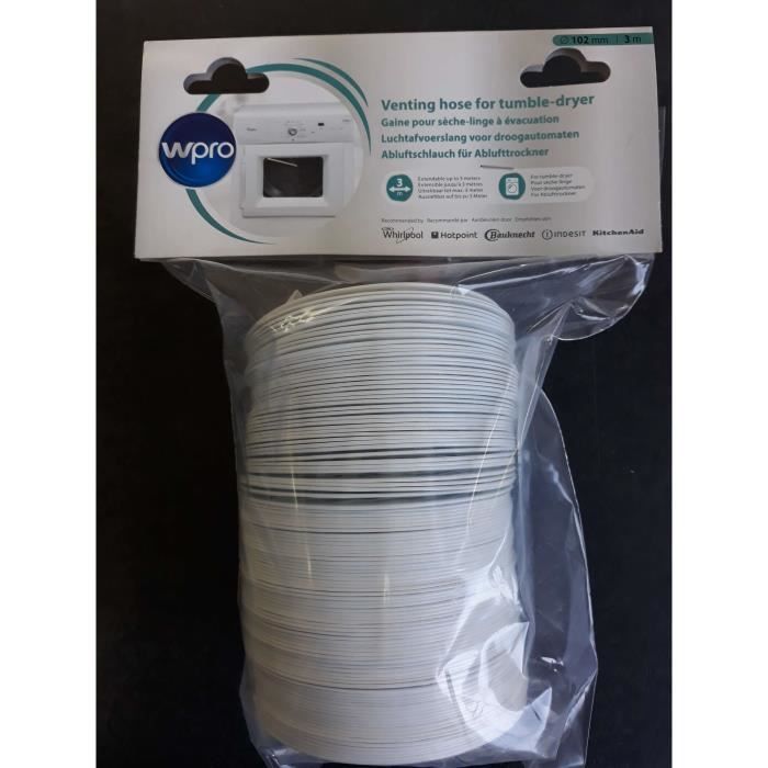 Gaine de sèche-linge universelle WPRO - Diamètre 102mm - Blanc