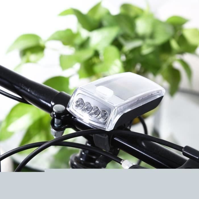 Phare Vélo Solaire + USB – Lampe Intense 200m, Klaxon Intégré – 14,1x4,5x6,8 Cm, 290g – Sécurité Cycliste, Route, VTT, Trottinette