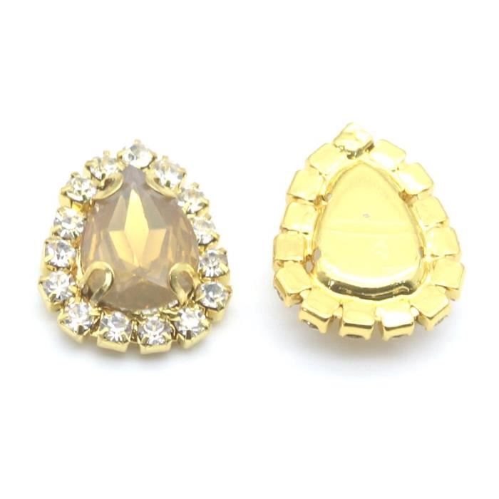 4 Caches-Boutons Décoratifs Strass Et Perles Dorés - Pour Chemisier, Chemise - Diamètre 1.8 Cm - Clip Sans Couture