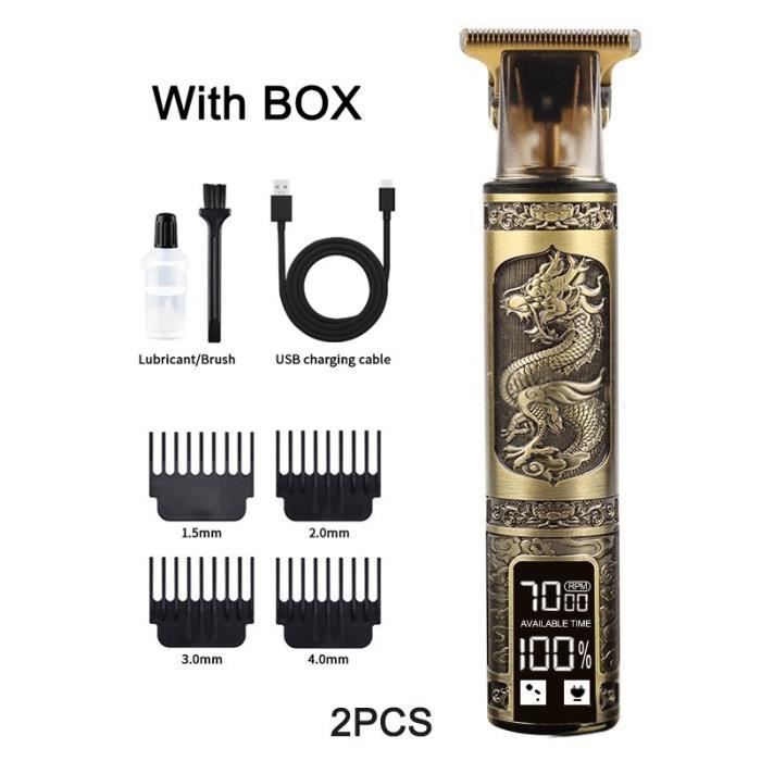Tondeuse Barbe Rechargeable Sans Fil Dragon - 4 Têtes - Dorée - Tondeuse Et Rasoir électrique
