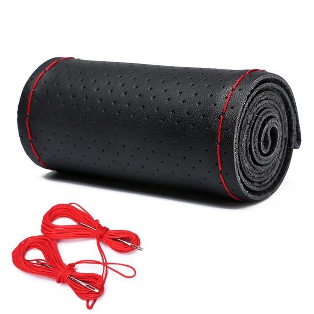 Protecteur De Volant Anthracite & Rouge – Pour Peugeot – Cuir Synthétique – Neuf