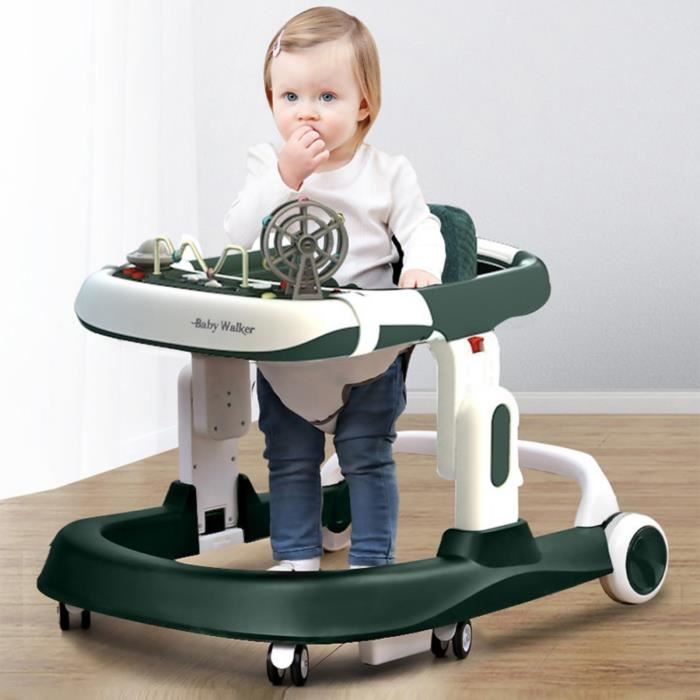 Trotteur Bebe Pliable Jouet d activites Amovible Hauteur Reglable Trotteur Pliant Anti Renversement pour Tout Petit