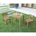 Ensemble repas de jardin pour enfant - 2 personnes - Table carrée 50 x 50 x 50 cm et 2 chaises - Bois Acacia FSC-1