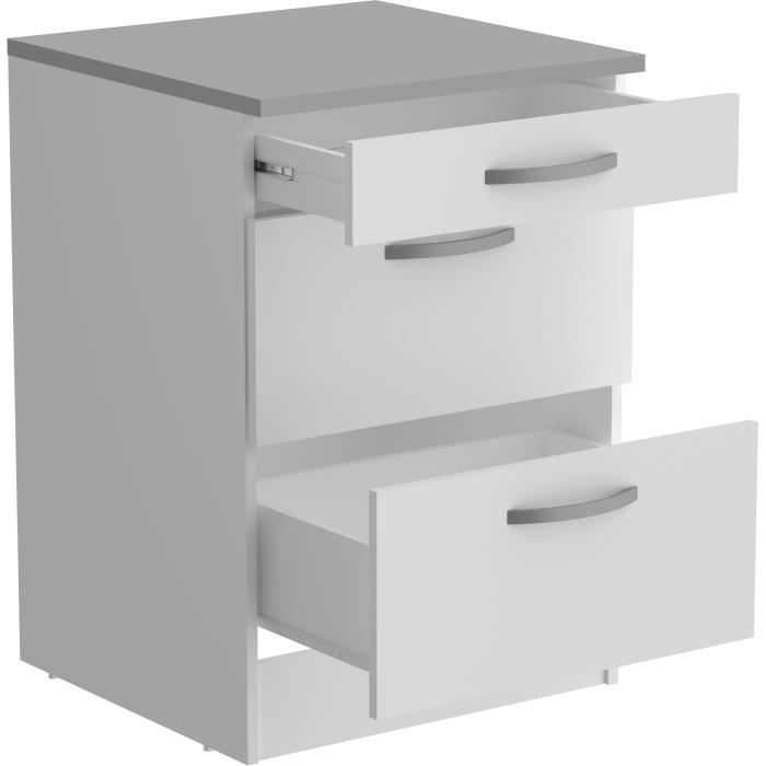 OSLO Meuble Bas 3 tiroirs + plan - Décor blanc - L 60 x P 60 x H 86 cm -  Cdiscount Maison