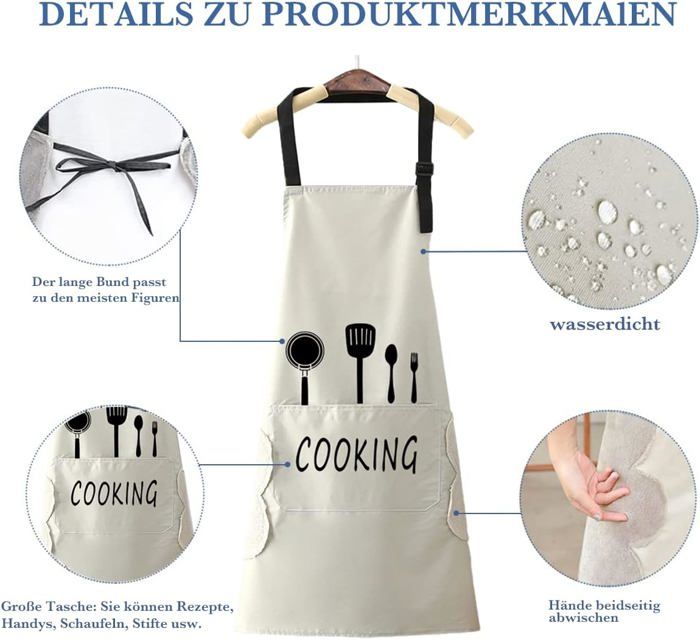 Lot de 12 Tabliers de Cuisine Réglables avec 2 Poches - Tablier de Chef Unisexe pour Pâtisserie, Restaurant, Café, Blanc, 76 cm - Maison
