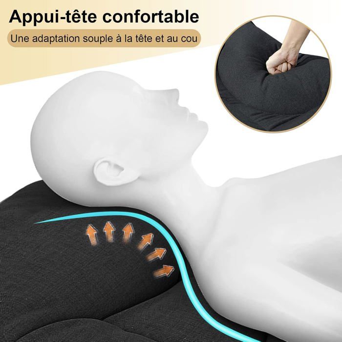 Lit Pliant ZIKEBTUY 190x68cm | Chaise Longue 5 Positions - Support 200kg | Tissu Oxford 1200D | Pliable Voyage