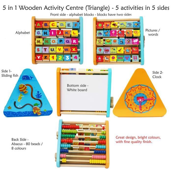 AMOUNE 5 en 1 Centre activité bébé multijeux Montessori - Triangle