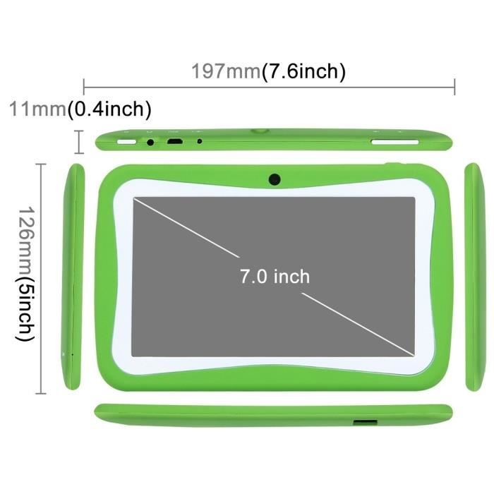 Tablette verte enfants écran 7 pouces 8 GO1