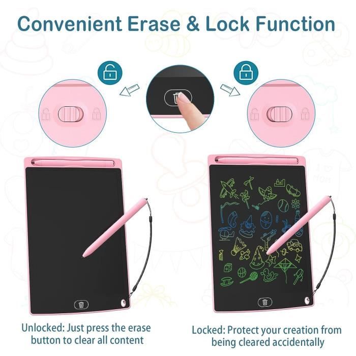 Tablette Dessin Enfant - GYROOR - Ardoise Magique - Effaçable - Cadeau