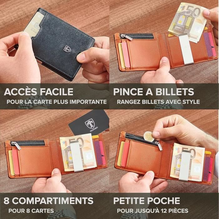 Portefeuille Fin Pour Homme – Cuir élégant | 6 Emplacements Cartes + Compartiment Billets | Design Compact & Léger | Idéal Cadeau | Saison Chasse - 2