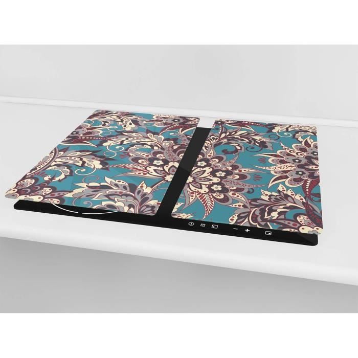 Couvre-cuisinière à Induction En Verre Trempé – Dimensions 60x52 Cm (1 Pièce) Ou 30x52 Cm (2 Pièces), Design Motif Rouillé