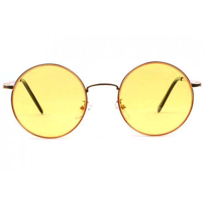 Lunettes de Soleil Ronde Jaune et Doree tendance Obladi Taille