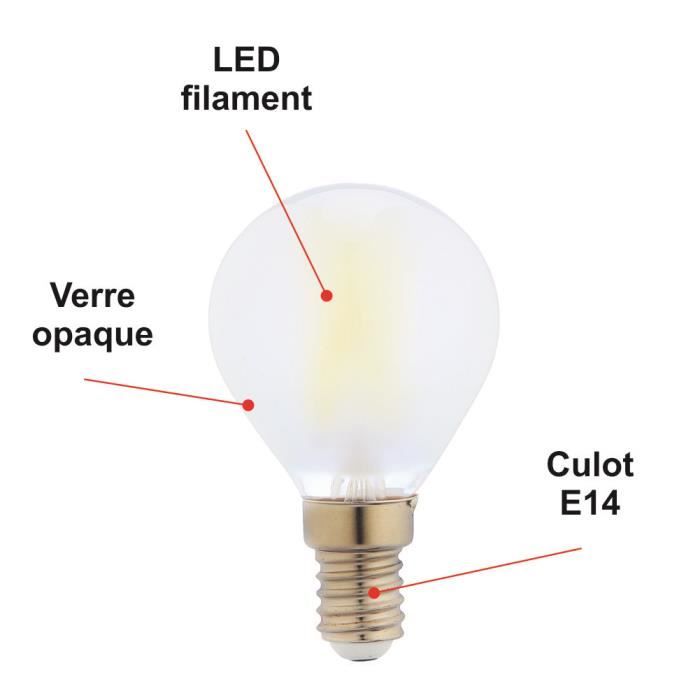 Ampoule LED E14 4W Eq 40W filament blanc chaud
