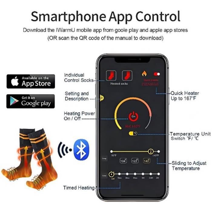 Chaussette Chauffante POUR Homme Femme Électrique Chaussettes