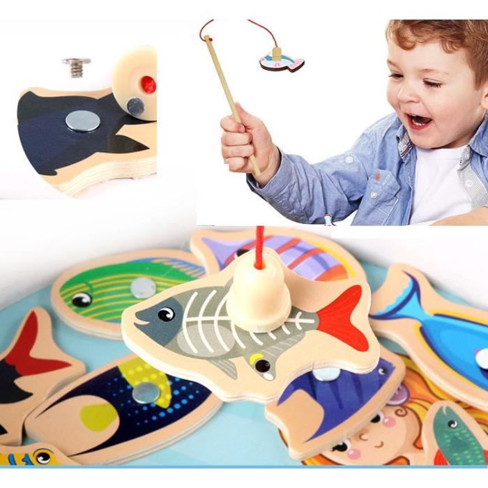 ZWOOS – Jeu De Pêche Magnétique 44 Pièces, étang Flottant Avec 2 Cannes, Jouet éducatif Extérieur Pour Enfants