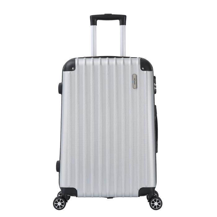 Set de valises Trolley ADC Gris Silver Rigide roues  Dimensions 75x28x45cm