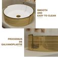 MEJE Vasque à rayures dorées de 42 x 42 cm, lavabo de salle de bain au-dessus du comptoir, évier en porcelaine et céramique.-2
