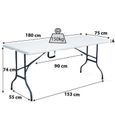 Table pliante d'appoint - Portable pour camping - 180 cm-2
