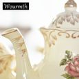 Cafetière,Cafetière européenne en porcelaine ivoire 800ml, théière série or motif Rose, cadeau créatif du nouvel an - Type BEIGE-2