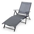 Blumfeldt Chaise longue de jardin , transat, bain de soleil - Réglable sur 7 positions - 64x85x170cm - Aluminium & acier - gris-2