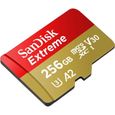Carte Mémoire microSDXC SanDisk Extreme 256 Go + Adaptateur SD avec Performances Applicatives A2 jusqu'à 160 Mo/s, Classe 10, U3, V3-2