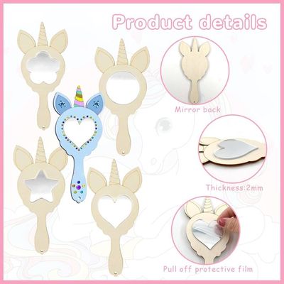 Kit DIY Loisirs Créatifs Pour Enfants - 47 Pièces : Miroirs En Bois à Peindre (Licorne, Sirène) + Carillons à Vent - Activité Manuelle 4-8 Ans