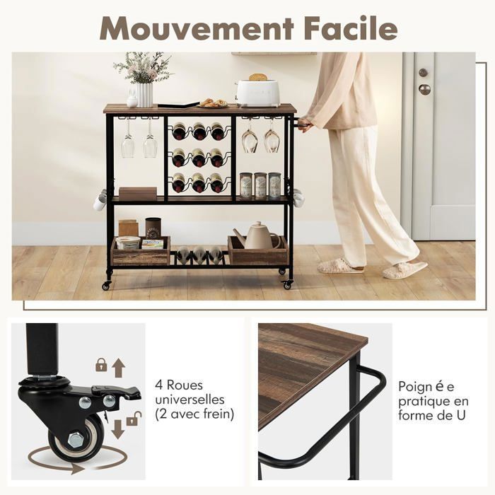 IGTOPS Support d'arbre à cocktail en métal pour fête de mariage, 3 niveaux, 12 supports pour verre à vin, support de bar, porte-boissons, porte-champagne, doré