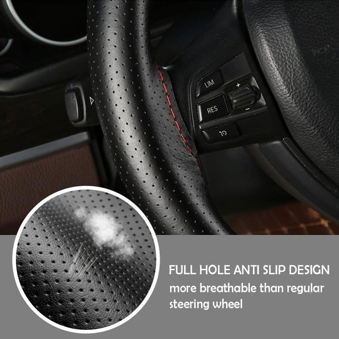 Couvre-volant En Cuir Perforé Rouge Pour Ford Ranger 2006+ - Installation Facile, Garantie 1 An