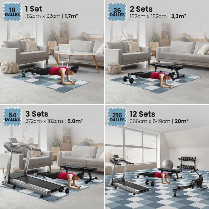 Tapis Musculation Tapis Puzzle de Protection de Sol en Mousse EVA/Caoutchouc sans BPA ...