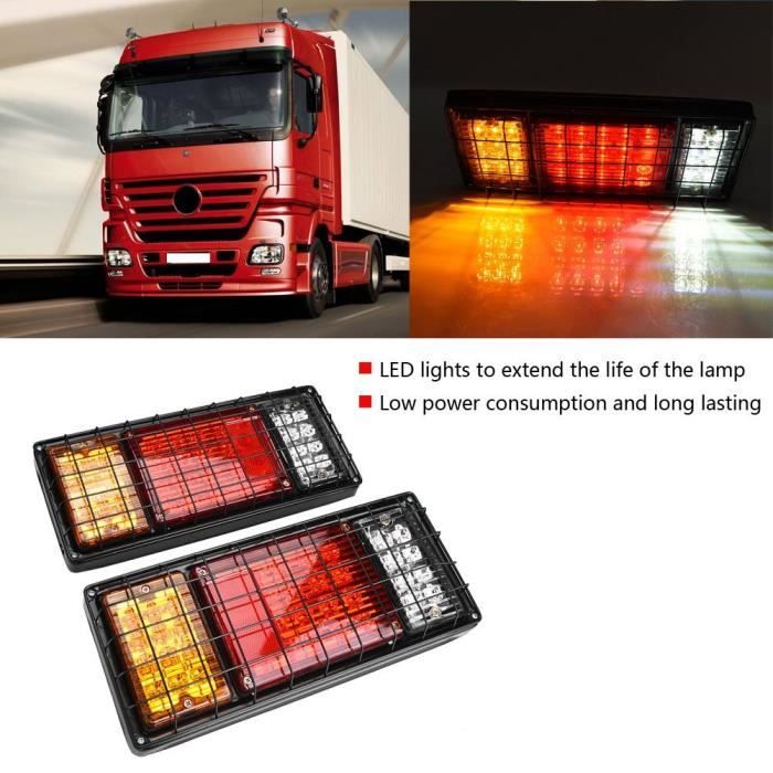 Lot De 2 Feux Arrière LED Rouge Brouillard 12V-24V Pour Camion - 12 LED, 36W, Universel