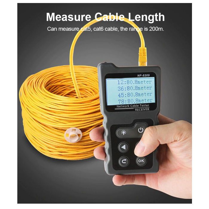 Testeur De Câble Réseau RJ45/RJ11 - Avec écran LCD, Fonction PoE, NCV Et Mesure De Longueur