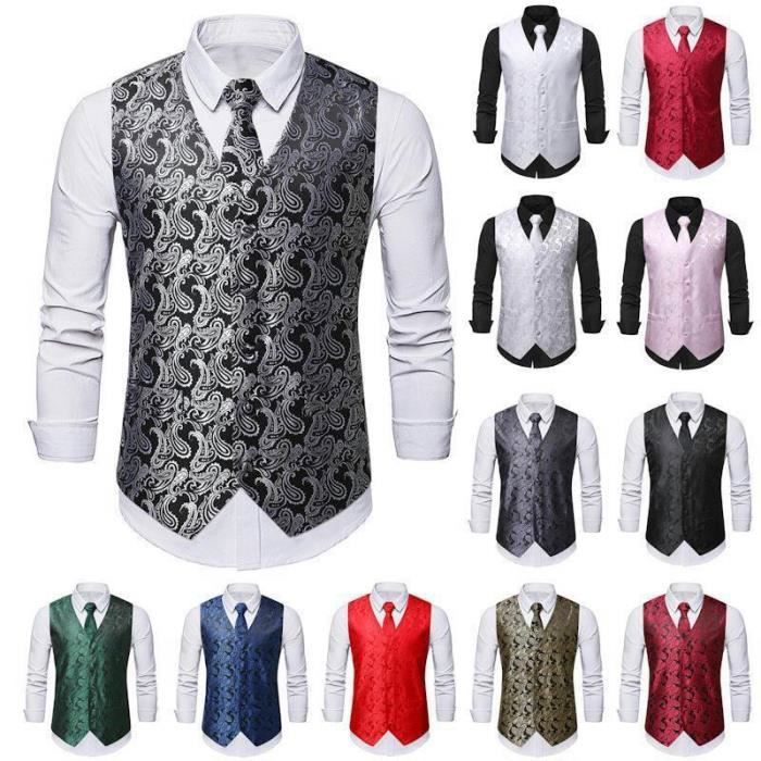 Gilet Homme Vintage Réversible Matelassé Soie – Multi-color – Années 1990