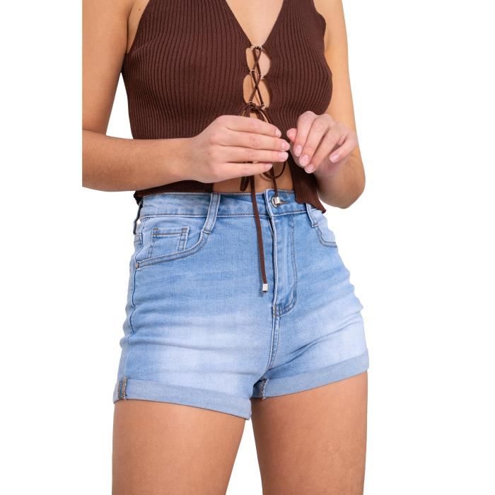 Short femme en jean Short femme court Taille haute Stone