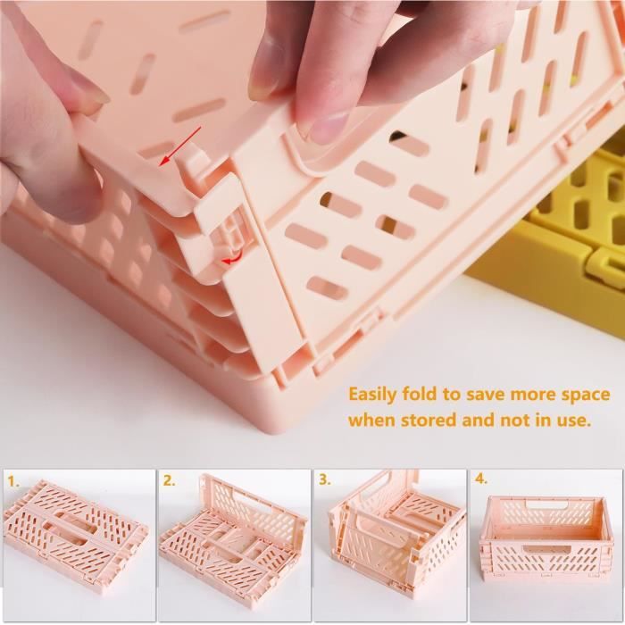 Panier de rangement pliable en plastique avec poignées, 21,5