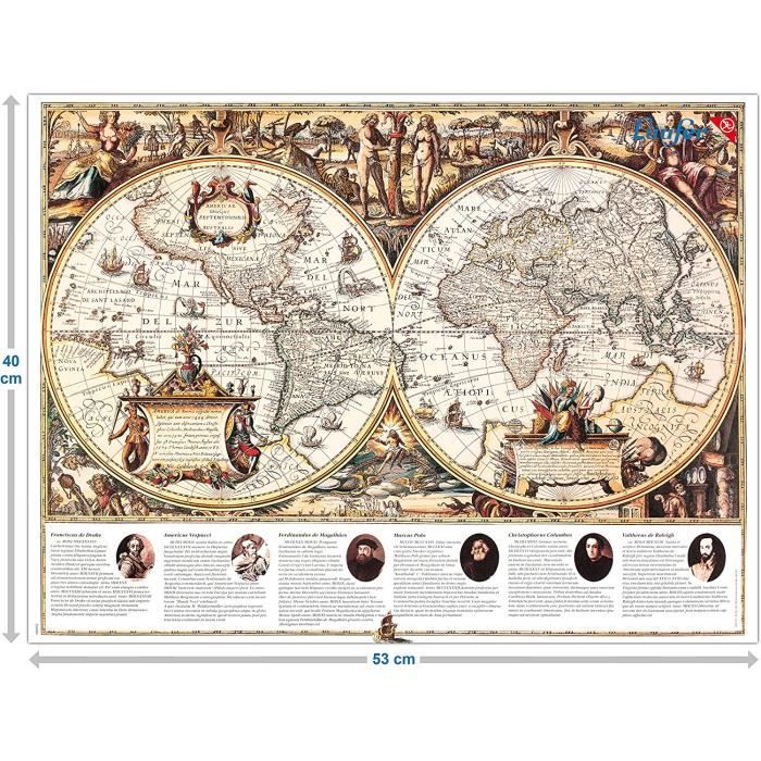 Läufer 45349 sous-main carte du monde antique, sous-main antidérapant,  40x53 cm, avec une poche de côté transparente65 - Cdiscount Beaux-Arts et  Loisirs créatifs