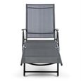 Blumfeldt Chaise longue de jardin , transat, bain de soleil - Réglable sur 7 positions - 64x85x170cm - Aluminium & acier - gris-3