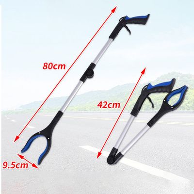 Pince à Déchets Pliable Longueur 80 Cm - Mâchoire Pivotante 360°, Poignée Antidérapante - Pour Ramassage Facile