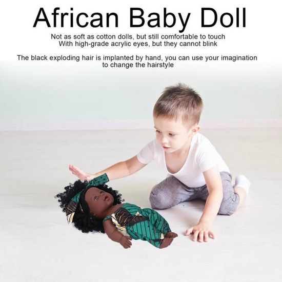 Estink Poupee Bebe Fille Noire 35cm Reborn Baby Dolls Bebe Africain Fille Peau Noire Cheveux Boucles Vinyle Poupee Enfant Cdiscount Jeux Jouets
