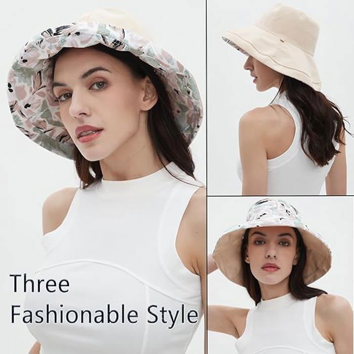 Yixda Chapeau De Soleil Réversible – 100% Coton, Protection UV, Taille Unique 55-59 Cm, Bord 6 Cm, Pour Homme/femme