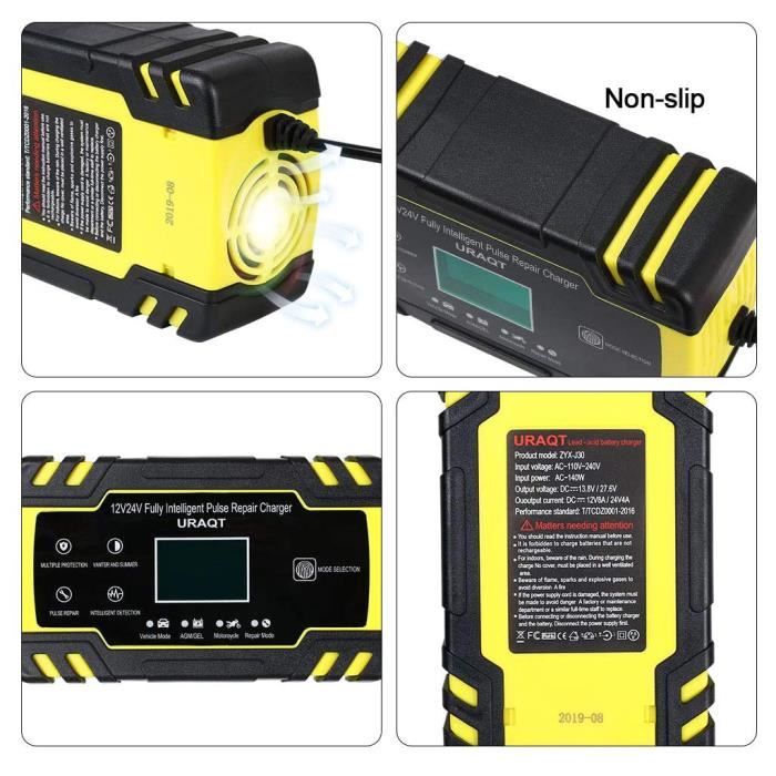 Chargeur Batterie Intelligent 12V 6A – Mainteneur Auto Réparation + Écran LCD Pour Voiture Moto Camion