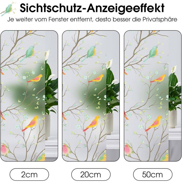Film Statique Pour Fenêtre Anti Chaleur Givré NINETREX - 44.5x200cm - Protection UV Et Intimité
