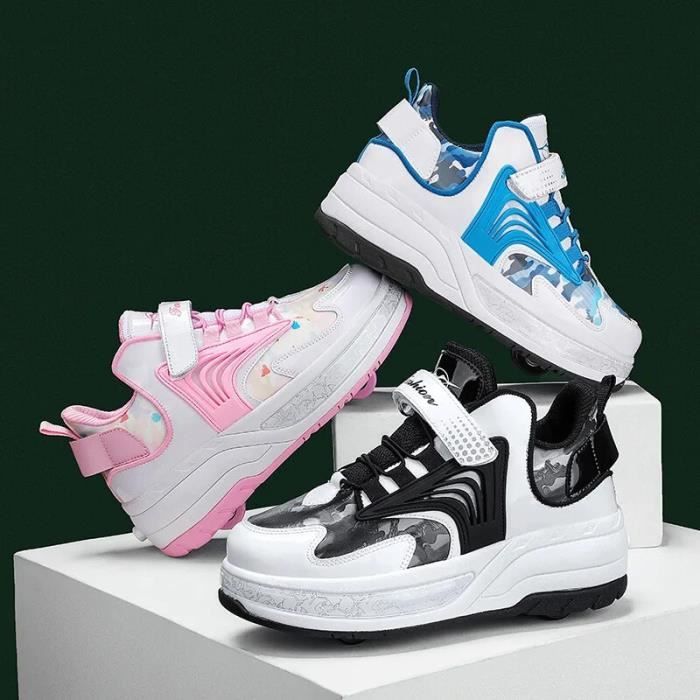 Chaussures à Roulettes Pour Enfants - Baskets Roller Réglables Avec Lumière LED Pour Skate Et Fun