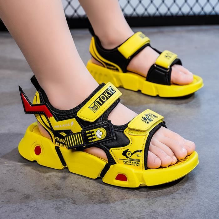 Sandales Enfant Jaune Chaussures de Ete Scratch Textile