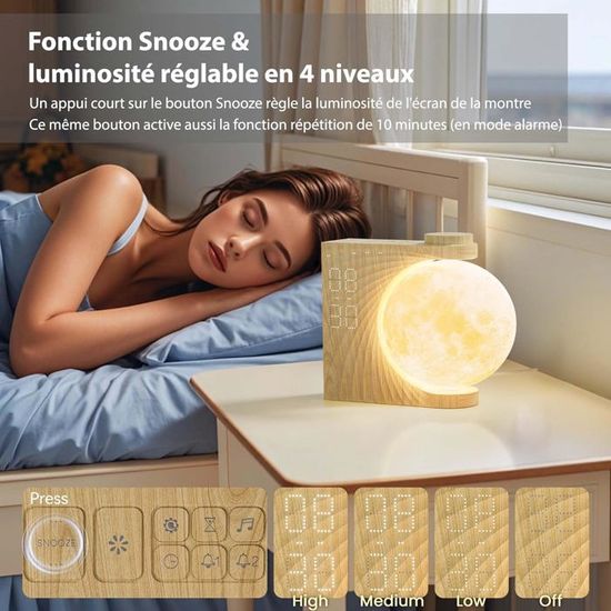 Réveil Simulateur D’aube & Veilleuse – 15 Sons, 8 Couleurs RGB, Snooze – Pour Enfants Et Adultes | Réveil En Douceur & Ambiance Calme