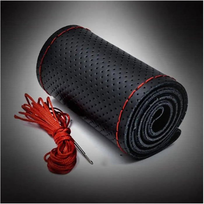 Couvre-volant En Cuir Perforé Rouge Pour Ford Ranger 2006+ - Double Couture, Facile à Installer