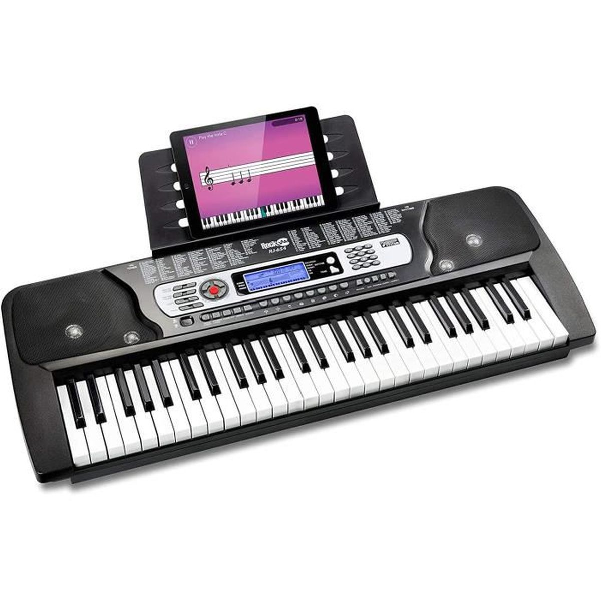 Rockjam 54 Touches Piano Clavier Avec Autocollant Note Pupitre De Partitions Pour Piano Alimentation Et Simplement L Application De Cdiscount Instruments De Musique
