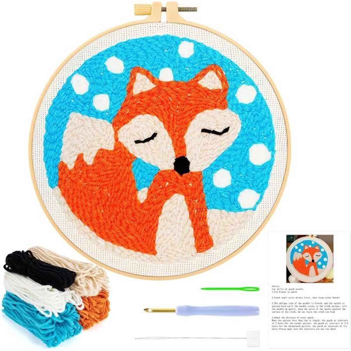 Punch Needle Broderie Kit Renard Punch Needle Kit pour Adultes Enfants