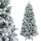 Sapin de Noël artificiel 180 cm HOMCOM Arbre de Noël avec support en métal 1489 branches enneigées, pommes de pin, vert